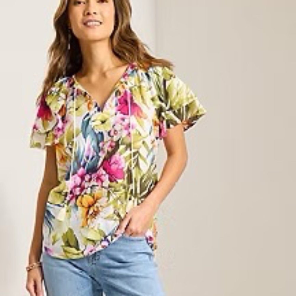 Tommy Bahama Verde Flutter top. Brand New.  Still in bag